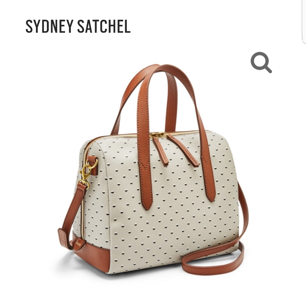 Fossil Sydney Satchel in Grey Polka Dots